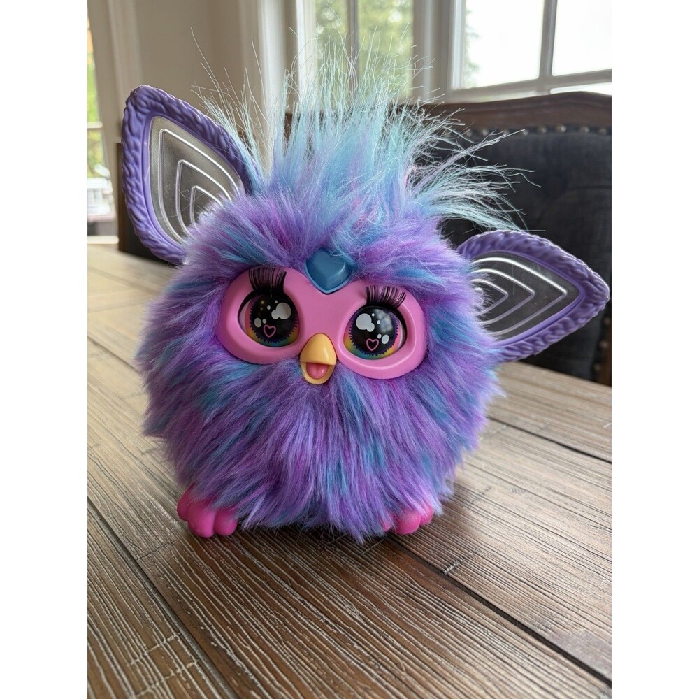 Furby Purple Plush Tie Dye Interactive Toy 2023 Glowing Ears Tested Working